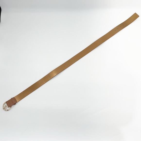 Michael Kors Brown Leather Belt Large – Gold MK Logo Buckle, Genuine Leather - Picture 6 of 16